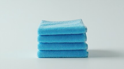 Aufkleber - neat stack of microfiber cloths arranged on clean white background with generous copy space for branding