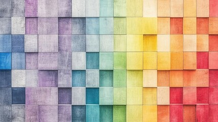 Poster - A spectrum of multi-colored wooden blocks creates a colorful background. Suitable as a background or cover for a creative or diverse theme
