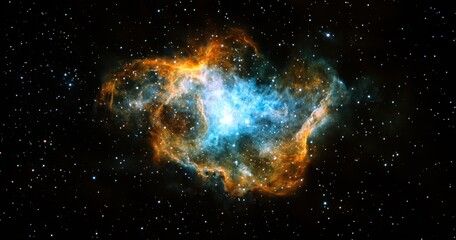 Wall Mural - Cosmic wonder: A vibrant nebula glows in the vast darkness of space.