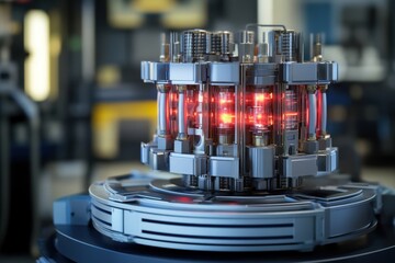 Poster - Advanced energy core technology showcased in a high-tech laboratory setting
