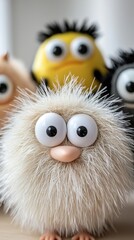 Wall Mural - A close up of a fluffy toy with googly eyes