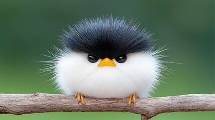 Wall Mural - A small white and black bird sitting on a branch