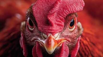 Wall Mural -  A close up of a rooster's head with a red comb