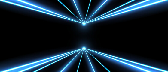 Wall Mural - laser beams, concert or nightclub spotlights light effect. lasers in motion, abstract perspective ba