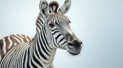 Poster - A close-up view of a zebra's face, looking directly at the camera