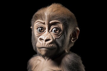 Aufkleber - Close-up shot of a young gorilla's face, emphasizing its large eyes