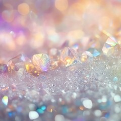 Aufkleber - Close-up shot of sparkling crystals arranged on a table, ideal for decorative or scientific use