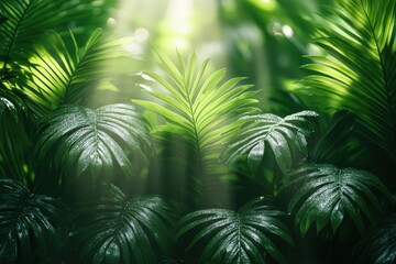 Poster - Sunlight filtering through palm tree leaves