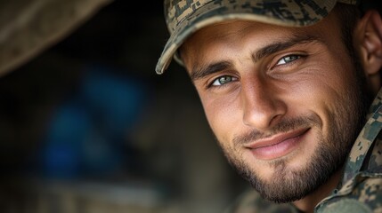 Wall Mural - A man in a military uniform smiles at the camera