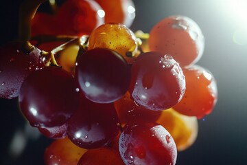 Poster - A cluster of purple grapes in focus