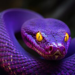 Aufkleber - A close-up shot of a purple snake's head showing its bright yellow eyes