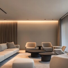 Poster - A cozy living room with modern furniture and a large window