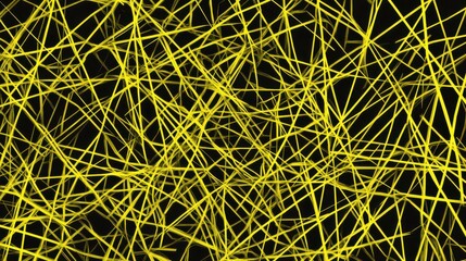 Intricate Yellow Lines on Black Background - Abstract Art