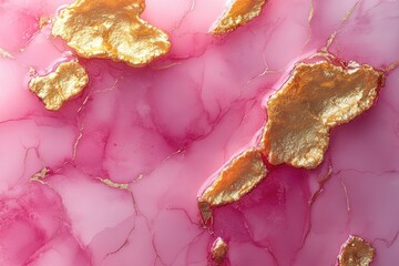 Poster - A detailed view of a pink and gold surface, possibly a decorative plate or jewelry