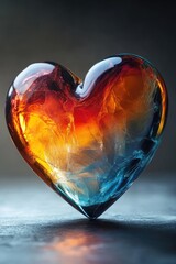 Aufkleber - Colorful glass heart reflecting passion and love