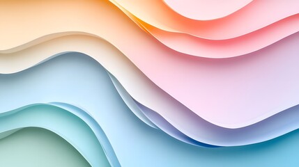 Poster - Abstract Pastel Waves of Layered Paper Design