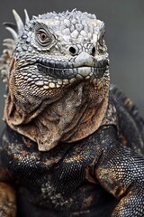 Aufkleber - Close-up shot of a lizard's head and neck, featuring its scaly skin and sharp features