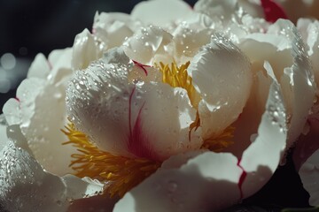 Poster - Close-up shot of a flower with water droplets, perfect for highlighting tiny details