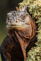 Wall Mural - A close-up shot of a lizard sitting on a tree branch