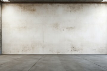 Poster - Spacious industrial room with a large blank wall, concrete floor, and natural light perfect for showcasing designs or products