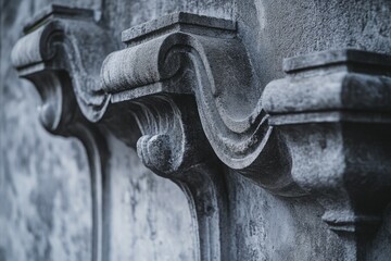 Poster - A close-up of a stone wall featuring an old-fashioned clock