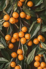 Poster - A bunch of oranges hang from tree branches, ready to be picked