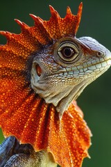 Aufkleber - A close-up shot of a lizard's head on a green background, suitable for use in educational or scientific materials