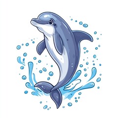 Poster - A dolphin breaking surface tension in ocean waters