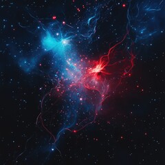 Poster - A bright red and blue nebula with stars in the background, perfect for use as an astronomy or science themed image