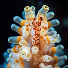 Poster - A close-up view of a colorful sea anemone, with its tentacles spread out