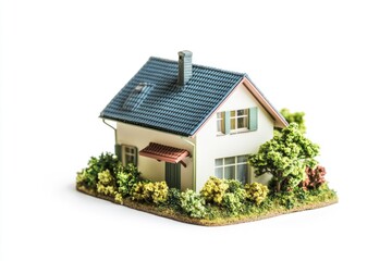 Aufkleber - A simple 3D model of a house on a white background, ideal for architecture and design concepts