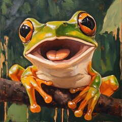 Poster - A frog sitting on a branch