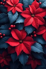 Poster - A detailed view of a cluster of bright red blooms