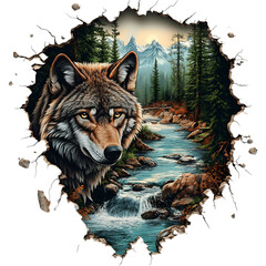  Animal, Maned Wolf, Amazon Rainforest, Nature, Art, Image, with Transparent Background PNG, for Stickers, T-Shirt Print, Cap, Mug, Flip Flops, Mousepad, Transparent PNG