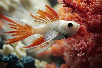 Poster - A close-up view of a fish swimming in its home aquarium