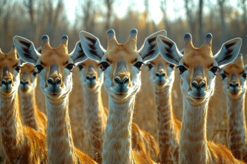 Poster - A group of giraffes standing close together, likely friends or family members
