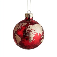 Poster - A decorative red ornament featuring a world map design