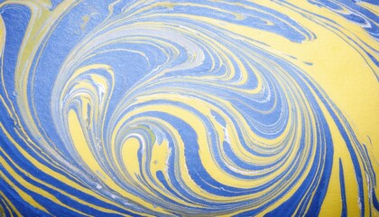 Poster - dynamic abstract swirl of blue and yellow marble texture with fluid movement, perfect for modern backgrounds or graphic design projects

