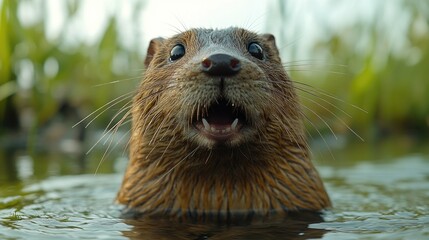 Poster - A close-up shot of an animal in a body of water, great for use in underwater scenes or nature documentaries