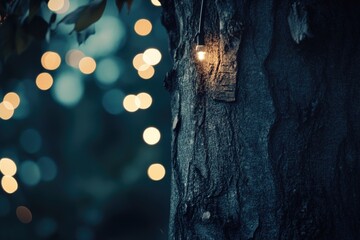 Poster - A tree decorated with a string of lights
