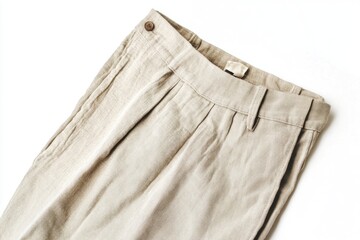 Aufkleber - A pair of beige pants lying on a clean white surface