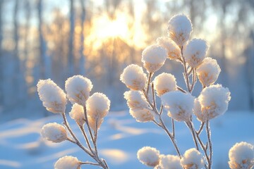 Poster - Winter scene with snow-covered vegetation