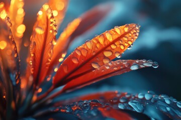 Poster - A close-up shot of a plant with water droplets glistening on its leaves