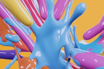 Poster - A colorful drink pours out of a cup onto a surface