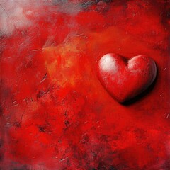 Poster - A simple design featuring a red heart on a red background, ideal for use in romantic or love-themed projects
