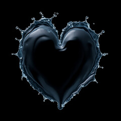 Poster - Water heart splash on black background
