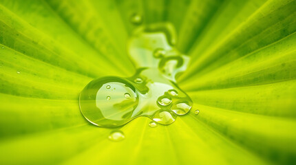 Poster - Water droplets on a green leaf