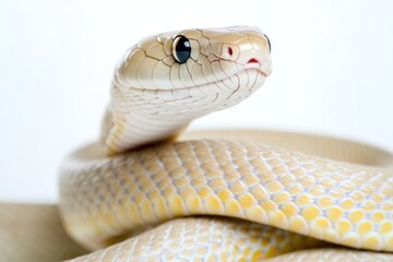 Poster - A close-up view of a snake's head on a plate, perfect for use in food or reptile-related contexts