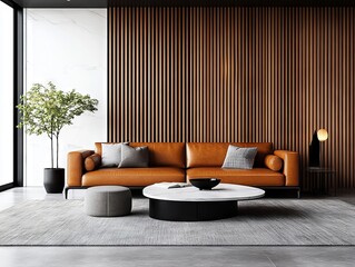 A living room with a couch and a coffee table in it