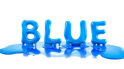 Poster - Melted blue paint spelling BLUE